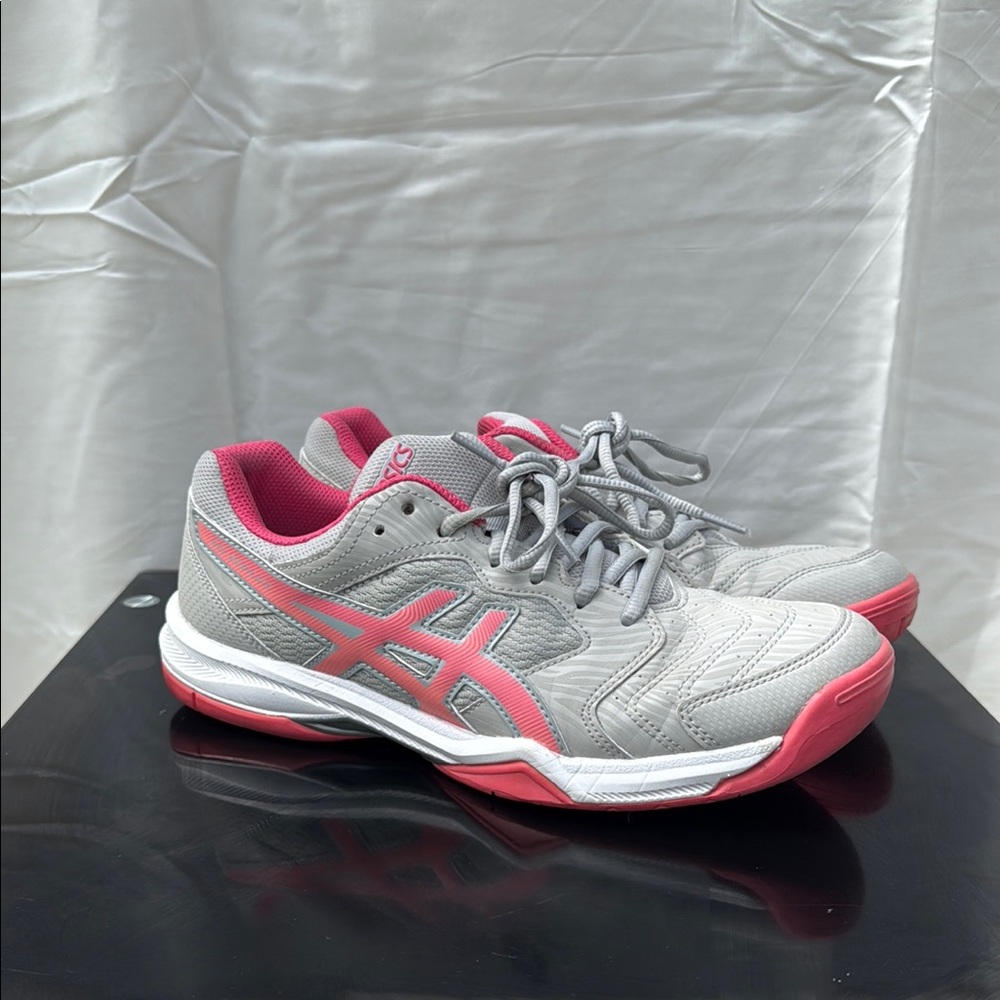 ASICS Gray and Pink Athletic Shoes with Breathable Mesh